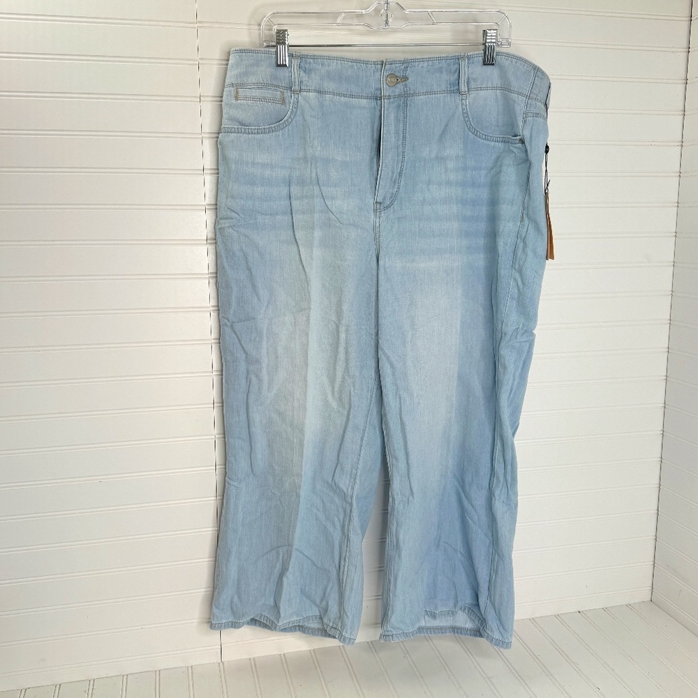 NEW NYDJ High Rise Brigitte Wide Leg Capri Ocean Front Inseam 23"
